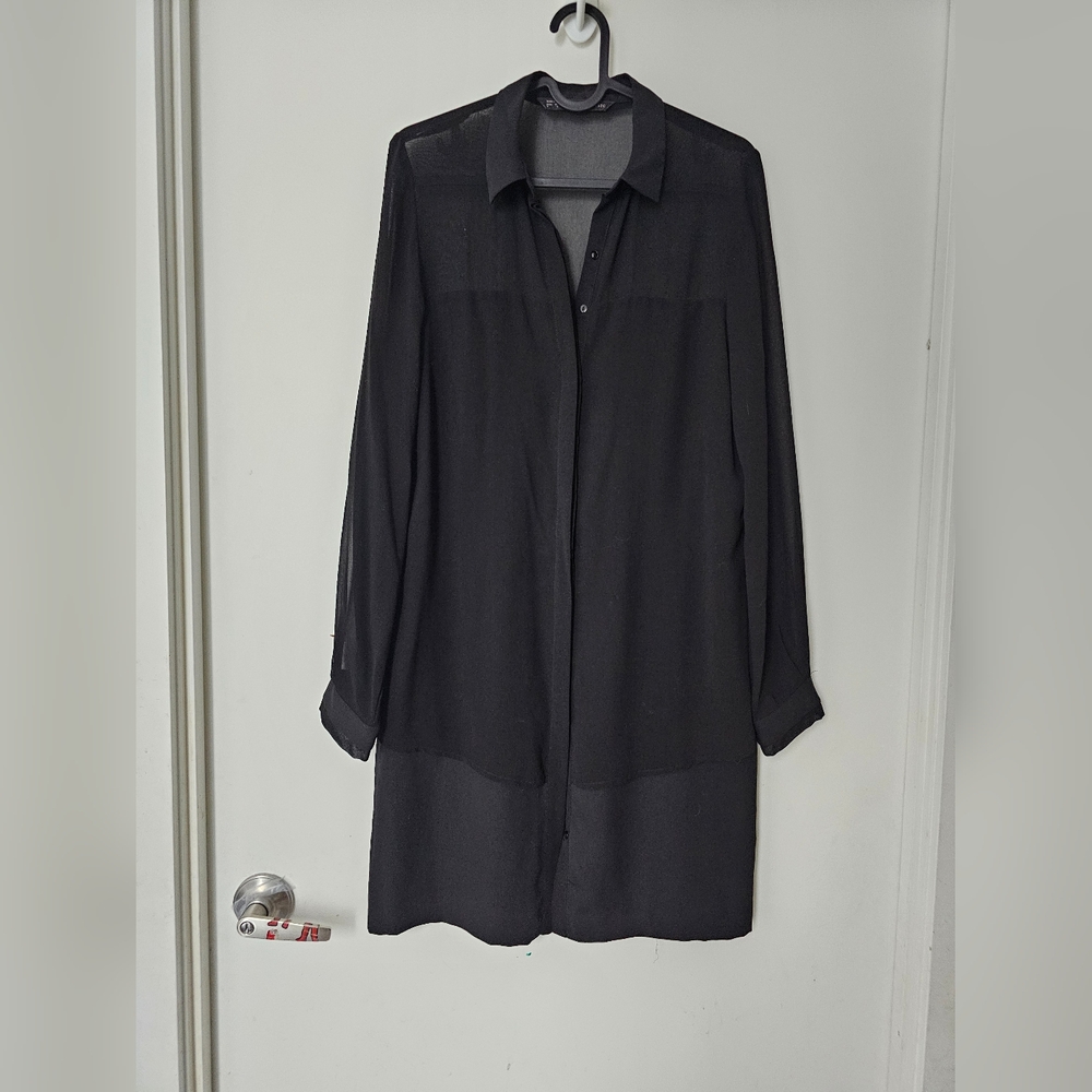 Zara sheer layered shirt dress